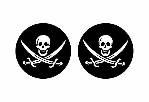 2 x Sticker, rund, Motiv: Piratenflagge Jack Rackham