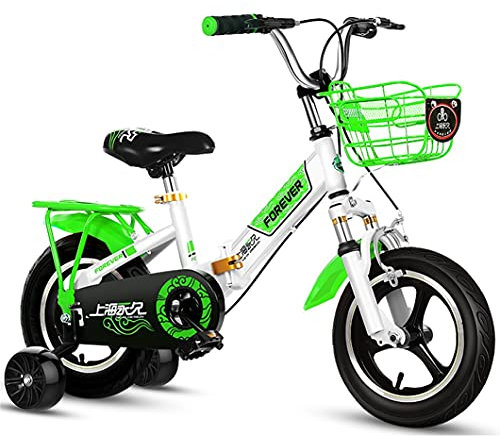 Faltrad, 18 Zoll Kinderrennrad mit Integrierten Laufrädern und Stoßdämpfung, für Outdoor-Reisen (Color : Green)