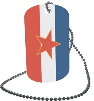 U24 Dog Tag Erkennungsmarke ID Tag an Kette Flagge Jugoslawien alt Alu 30 x 50 mm