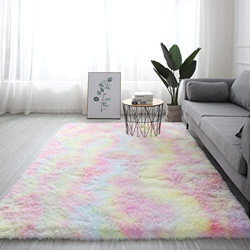 GOUER Hochflor Teppich 200x280cm Weich Robuster Teppiche Bedroom für Spielmatte für Kinder Baby Mädchen Schlafzimmer Kinderzimmer, Mehrfarbig