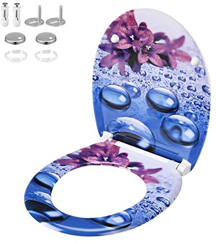 Casaria Abattant WC Universel thermodurcissable Frein siège de Toilette Salle de Bain mécanisme d'abaissement Automatique Gouttes