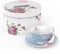 London Boutique Ensemble Tasse à thé et Soucoupe en Porcelaine Anglaise Vintage Motif Floral Bleu 200 m