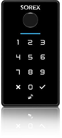 Sorex WiFi UniLock 1.0 - Schlüsselloses Türsystem mit Fingerabdruck, RFID, Smartphone-Schlüssel, Zahlencode, IP66 wasserdichter elektronischer Türöffner, rahmenlose, gehärtete Glasabdeckung