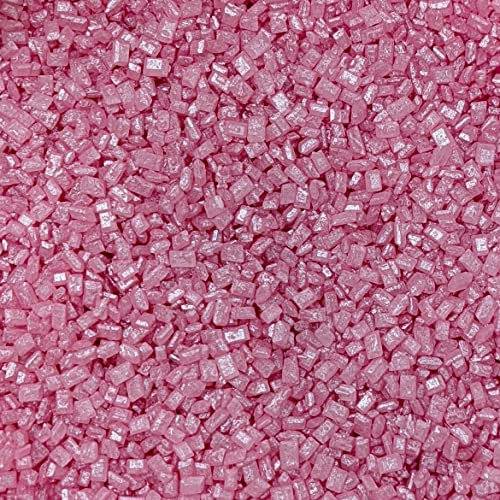 Pink Glimmer Sugar Sprinkles - 35g of Edible Pink Crystal Cake Toppers or Cupcake Decorations Sparkly Sprinkles…