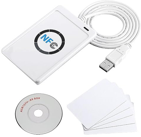 Lector de Tarjetas Inteligentes NFC, Lector Escritor NFC ACR122U ISO 14443A/B+ Software gratuito en blanco Compatible PC/SC para uso comercial doméstico