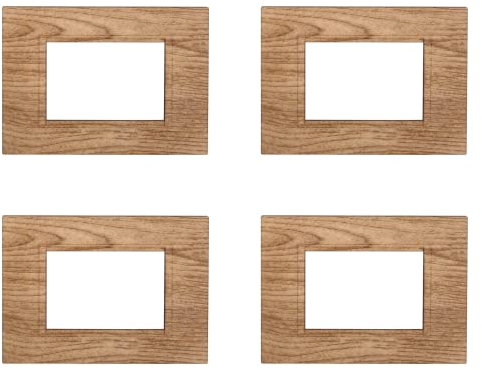 4 Pezzi Placche Compatibile Con Bticino Living, Placche Plastica Quadrata (3 Posti/Moduli,Legno Chiaro)