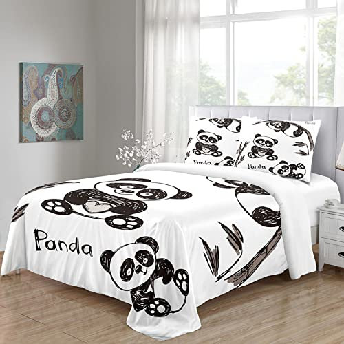 GIMFRY Biber Bettwäsche 135X200 Bettwäsche Set 3 Teilig Flauschige Bettbezug Und 2 Kissenbezüge Mit Reißverschluss 3D Schwarz-Weiß-Tier-Panda Druck Muster Microfaser Bettbezüge Für Kinder