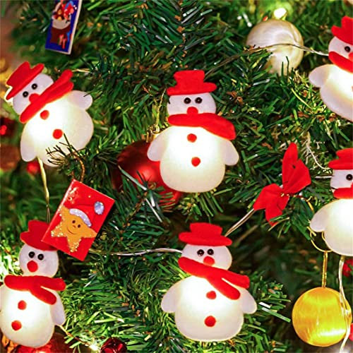 Weihnachten Lichterkette 3m 20 LED Weihnachtslichter Warmweiß Lichter Deko Schneemann Weihnachtsbeleuchtung Rot Lichtband Christbaum Deko Weihnachtsdeko für Innen Außen Fenster Kranz