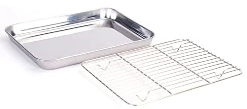 ACiyD Edelstahl-Blechpfannen-Bäckerei-Kühlregale, umrandet mit Rack-Backformen (23 x 17 x 2,5 cm)