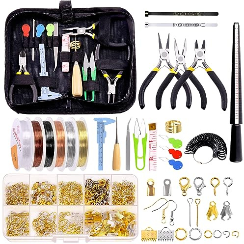 GLARKS 950pc Jewelry Making Supplies Kit with Tools, Pliers, Wires, Findings, Measuring Tools for DIY Earring, Necklace Craft, Repair