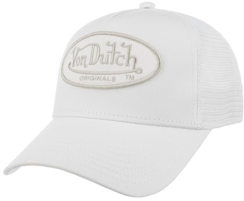 Von Dutch Boston Oval Patch Trucker Cap Basecap Baseballcap Truckercap Meshcap (One Size - weiß), 55-60