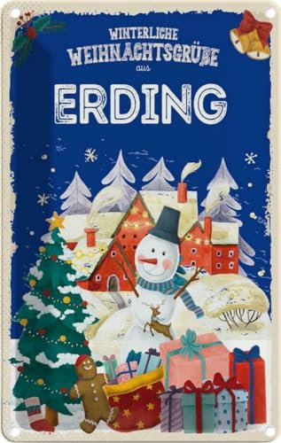 vianmo Blechschild 30x20 cm Weihnachtsgrüße ERDING Deko Geschenk Metall Schild
