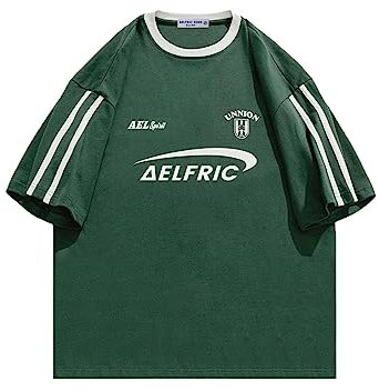 Aelfric Eden Herren Oversized Tshirt Damen Y2K T-Shirt Baggy Sommer Vintage Tee Casual Tops Oberteil mit Aufdruck Grün, S
