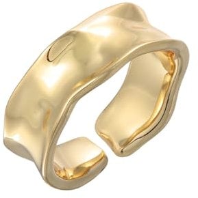 Elli Ring Damen Band Breit Offen Organic Goldfarben