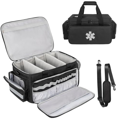 Jamiukro Bolsa vacía de emergencia, para enfermeras, viajes, medicinas, organizador de medicamentos, bolsa de almacenamiento, organizador de botellas de píldoras, bolsa de viaje para medicamentos,