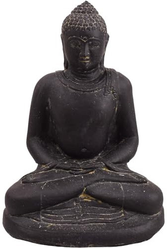 Teako Design Stonox Skulptur Meditierender Buddha Dharwad mit Dhyana Geste, Gartenskulptur Steinguss, Frostbeständige Gartenfiguren, Wetterfeste Buddhaskulptur, Hochwertige Steinskulptur