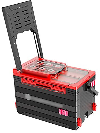 Toolbox Tackle Box Angeleimer kann sitzen Tackle Fishing Box Stuhl mit klappbarer Rückenlehne anhebbare Beine für Haken Köder Köder lebende Fische Aufbewahrung 32 l Angelgerät