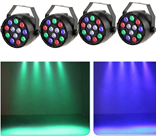LED Par Strahler 4 Stück 15W Fluter Discolicht 12 LED mit DMX-Steuerung (7 Kanäle) Bühnenlicht für Party Bar Stage Feste Show