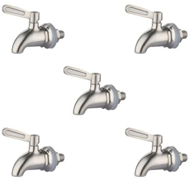 5er-Set Getränkespender Wasserhahn Ersatz Weinfass Wasserhahn Zapfhahn für Küche Hotel A Silber