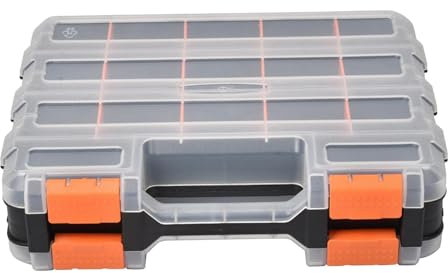 Kleinteile-Aufbewahrungsbehälter Kiste, Setzkasten, transparente Teile, 34 Fächer, multifunktionaler Schmuck-Organizer, mit herausnehmbaren Trennwänden für Hardware, Schrauben, Bolzen, Nägel, Perlen