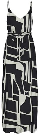 VERO MODA Damen Kleid VMEASY Joy Slit Maxi V-Neck Dress WVN GA (DE/NL/SE/PL, Alphanumerisch, L, Regular, Regular, Black Liza)