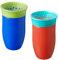 Nuby All Around Water Bottle - No Spill Sippy Cup | 300ml / 10oz | Drink from Any Angle | Dishwasher Safe | BPA Free | Suitable Beaker for 6 Months Plus (Pack of 2, Blue/Orange)