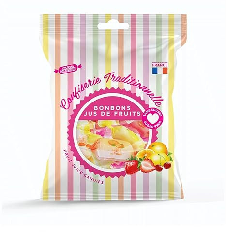 Bonbons Jus de Fruits Sans Sucre 100g - Saveurs Citron, Orange, Fraise, Cerise - Ma Petite Confiserie