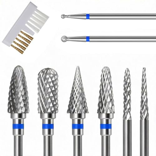 8pcs Nail Drill Bits, Electric Nail File Bits Comes With A Cleaning Brush, Professional Nail Drill - 8 Different Sizes, E File Drill Bits For Manicure, Pedicure, Nail Care