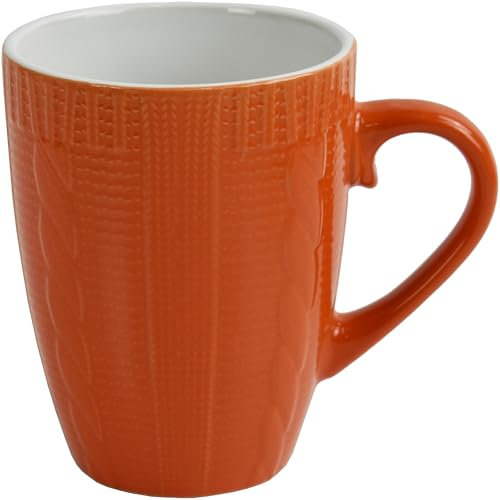 Mugs Set Coffee Tea Hot Chocolate Milk Tumbler Large Mugs for Multipurpose House Office Cafes Use Ideal for Gifting Tableware (Orange Strip 1pc 370ml)