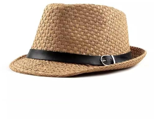SLEDEZ Chapeau De Paille D'été pour Hommes Chapeau Melon en Paille for Hommes et Femmes, Chapeau de Paille for Vacances touristiques en Bord de mer(Colour 4)