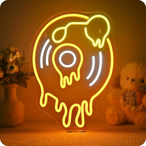 Horseneon Melting Records Neon Light Sign Record Neon Lights Music Neon Signs for Wall Decor Letter Neon Light Records Player Sign for Studio Decortion Neons Light Sign for Bar Music Decor
