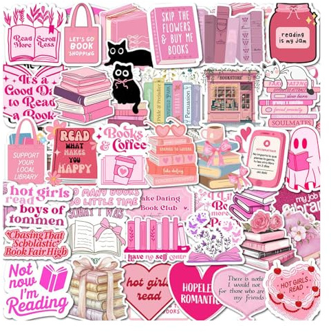 Xanthelle Sticker Aesthetic, 50 Aufkleber zum Thema Bücher für Kindle, Scrapbook, Fotoalbum, Deko, Aesthetic Aufkleber für Erwachsene, Sticker Book Gestaltung