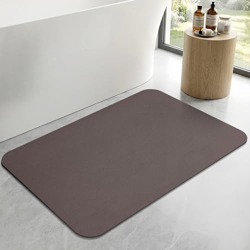ZICRO Bath Mat Non Slip Rubber Backed Bathroom Mat,Quick Dry Absorbent Shower Mat,Diatomite Bath Mats for Bathroom Floor,Kitchen (Dark Beige, 60x120cm)