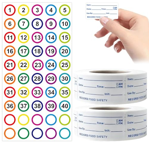1000 PCS Foods Label (2 Rolls),2 Inch Easy Peel Sticky Label | Freezer Labels,Date Labels for Food,for Food Storage and Management, Coated Paper