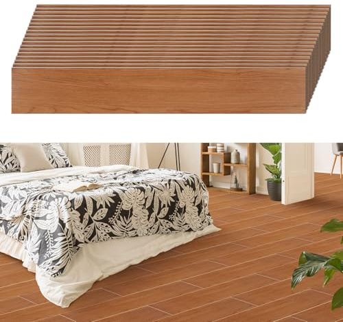 Eikuavons PVC Bodenbelag Selbstklebend, 10m² /72 Fliesen Vinylboden 91,44x15,24cm Dicke 2 mm, Rutschfest wasserfest Easy Clean Vinyl Fliesen für Schlafzimmer, Wohnzimmer, Holz braun