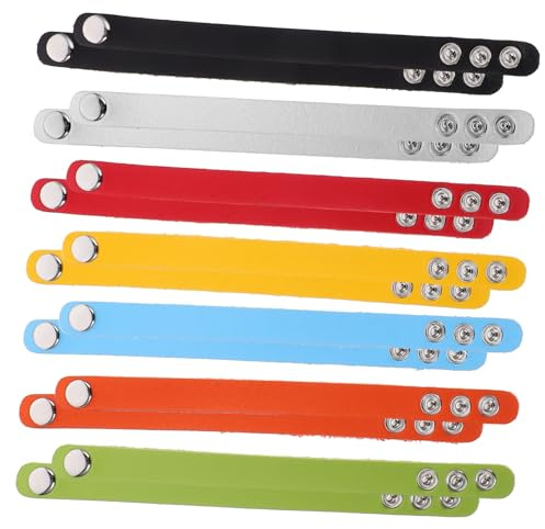 Lederarmband mit Gravur für Kinder, Verstellbares Armband 14 Stück | Blanko Oberfläche zum Selbergravieren, Buntes Selbstgemacht, für Partys und Meetings