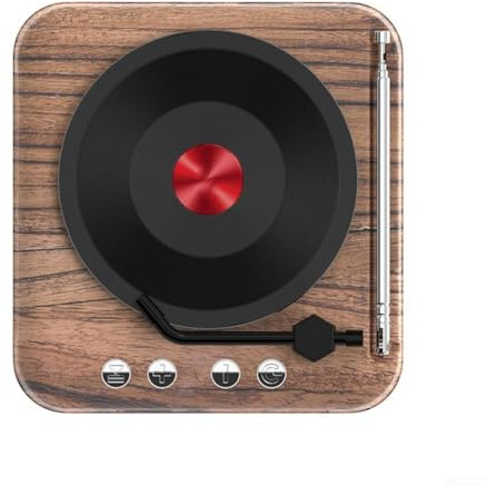 ZAMETTER Retro Wireless Blue-tooth 5.0 Speaker with FM Radio Vintage Style Retro Vinyl Record Design Blue-tooth 5.0 Wireless Speakers Portable Wireless Stereo Pairing Speaker(Wood)