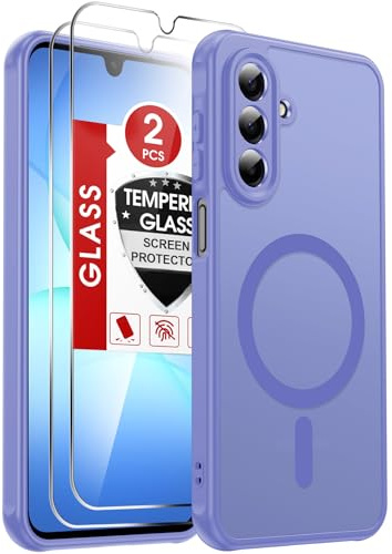 LeYi for Samsung Galaxy A17 4G/5G Phone Case with Magnetic, Sky Blue | 2 Tempered Glass Screen Protector, Full Camera Protection, Fit for MagSafe,Translucent Matte Back Slim Cover for Samsung A 17