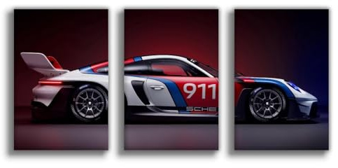 NebulaNova 3 Stück Super Car 911 GT3 Poster Auto Leinwand Posters Modern Ästhetische Auto-Wandkunst für die Wohnzimmer Schlafzimmerdekoration Ungerahmt 12x18 Zoll
