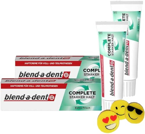 2er Bundle für Blend-a-Dent Haftcreme COMPLETE Extra FRISCH - 2 Tuben, je 47g - Starker Halt für Teil-Prothesen und Vollprothesen - EXTRA FRISCH mit Minzgeschmack + 1 Radierer von ManyMore als Zugabe