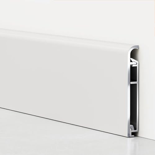 Zócalo de aluminio blanco de 4 cm, curvado, fácil de instalar, resistente a la corrosión, interior moderno (15 unidades)