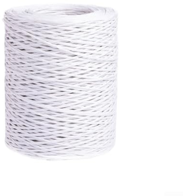 Filo di carta naturale, 2 mm x 200 m, filo di ferro per bouquet fai da te, filo per artigianato floreale, per impacchettare fiori e composizioni (bianco)
