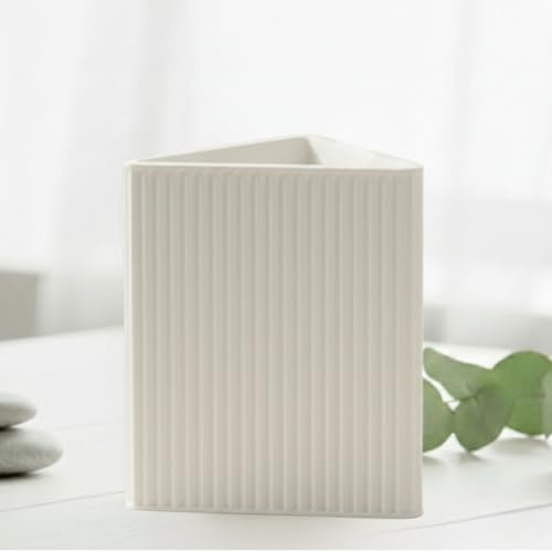 FynDesign Vase Tira - 3D-Druck PLA Deko Vase im skandinavischen Design, geometrisch, 12 cm, weiß