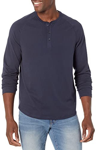 Amazon Essentials Men's Regular-Fit Long-Sleeved Henley Shirt (Available in Big and Tall), Navy, XL