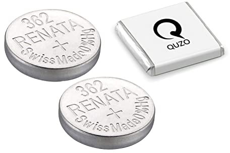Bundle of 2 x Renata 362 Watch Battery 1.55v SR721SW + Quzo Belgian Chocolate - Official Renata Watch Batteries