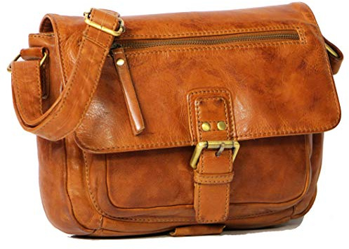 ALMADIH Premium Leder Unisex Umhängetasche KIM - Ledertasche Handtasche Messenger Schultertasche Freizeittasche Bürotasche Businesstasche kompakte Damen Herren Tasche