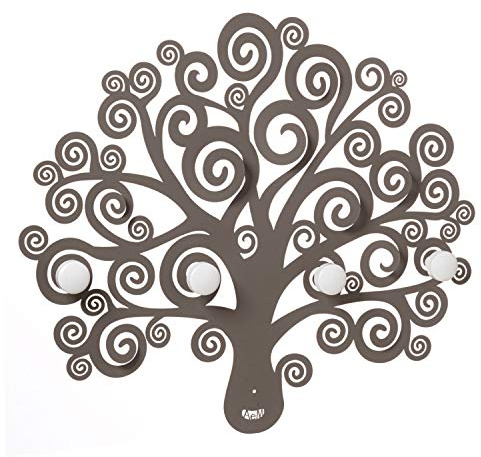 ARTI E MESTIERI Appendiabiti da Parete a Forma di Albero della Vita di Colore Fango con Ganci tra i Rami