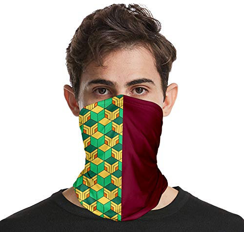 Yumenam Anime Ghost Blade Multifunktionstuch Bandana 3D Druck Schlauchschal Dustproof Windproof Sport Mask Anti-Sunburn Bandanas für Herren Damen