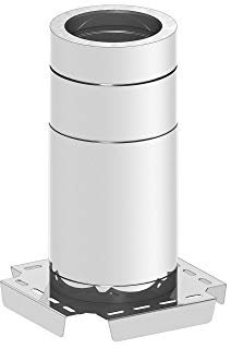 H&M New Line Edelstahlschornstein Schornstein Einzelteil doppelwandig Grundplatte mit Design Reinigung Ø200mm Innendurchmesser 25mm Isolierung für Wand und Boden Montage