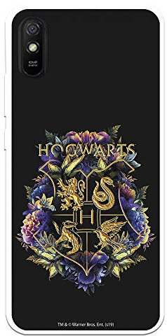 Schutzhülle für Xiaomi Redmi 9A, Redmi 9AT, offizielles Harry Potter Hogwarts, Blumenmuster, zum Schutz Ihres Handys, aus flexiblem Silikon, offizielles Lizenzprodukt von Harry Potter